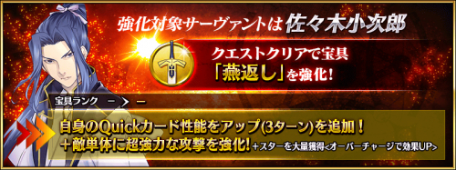 佐々木小次郎の強化内容