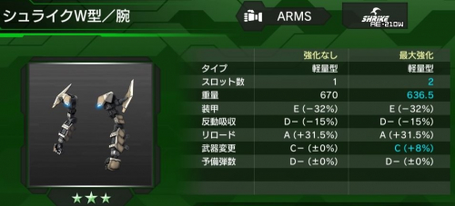 シュライクW型(腕)の性能
