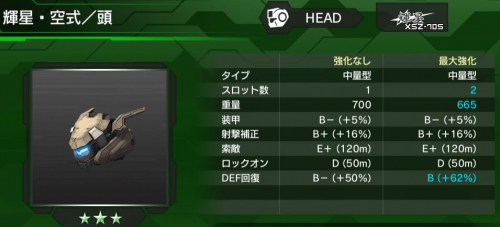 輝星・空式(頭)の性能