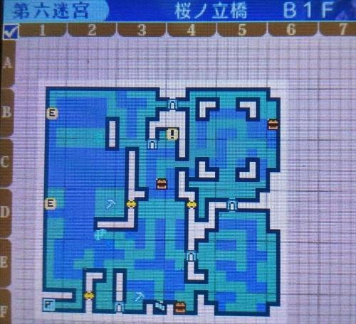 第六迷宮「桜の立橋 B1F」のマップ