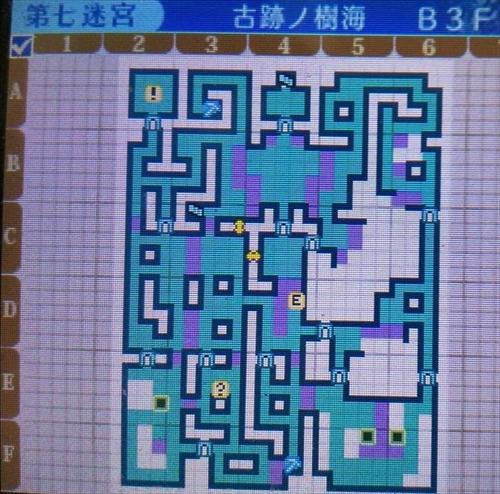 第七迷宮「古跡の樹海 B3F」のマップ
