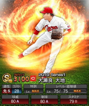 大瀬良 大地(S/2019シリーズ1) 評価