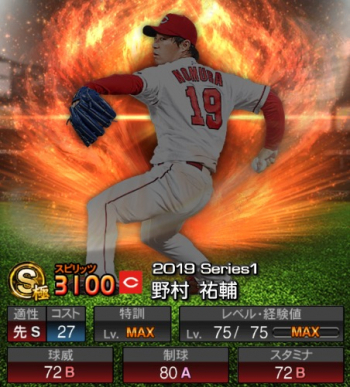 野村 祐輔(S/2019シリーズ1) 評価